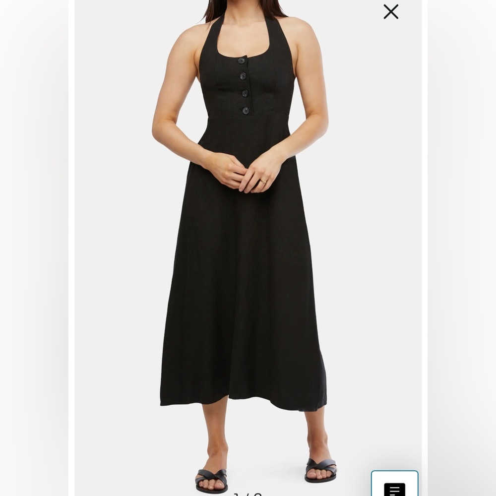 Weworewhat Halterneck Linen Blend Midi Dress